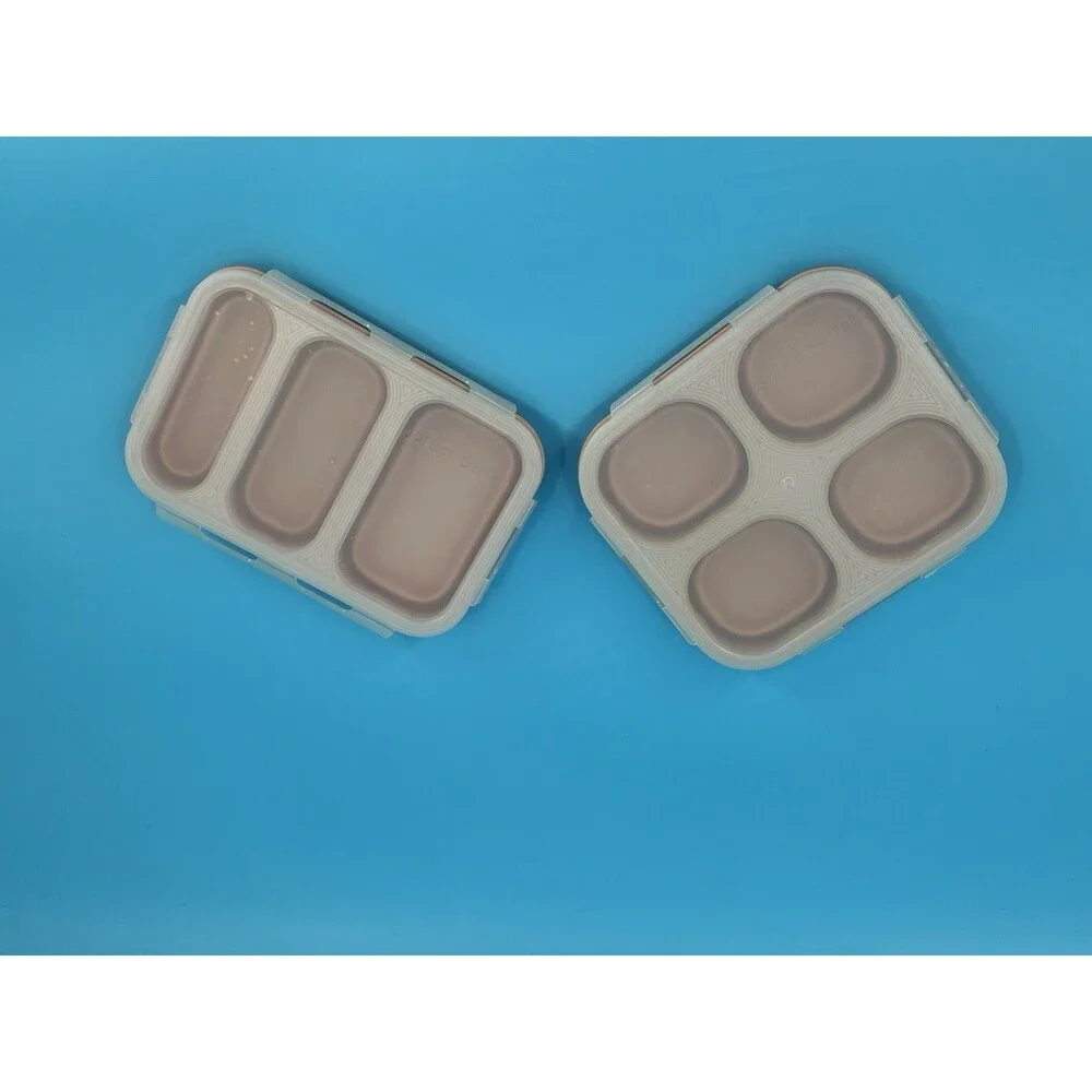 Crofton Portion Perfect Collapsible Meal Kit 3 & 4 Compartment Pink Set of 2